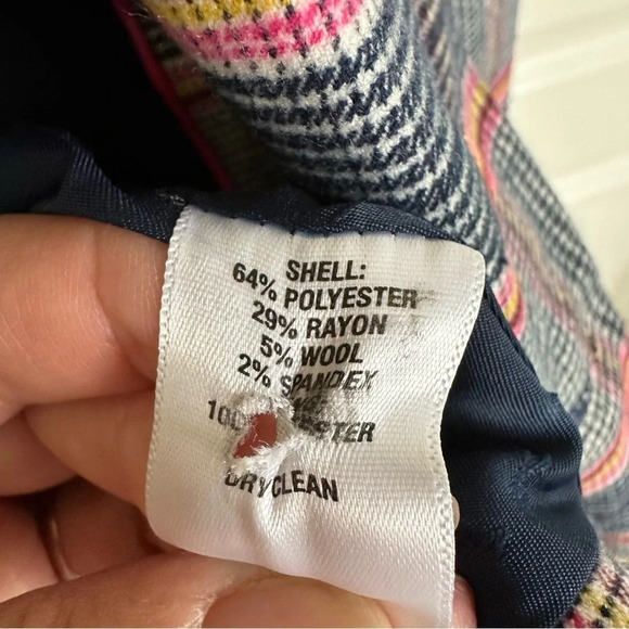 NWT Biltmore Women’s 14 Glen Plaid Double Breasted Blazer Jacket Navy Career New - Picture 7 of 7